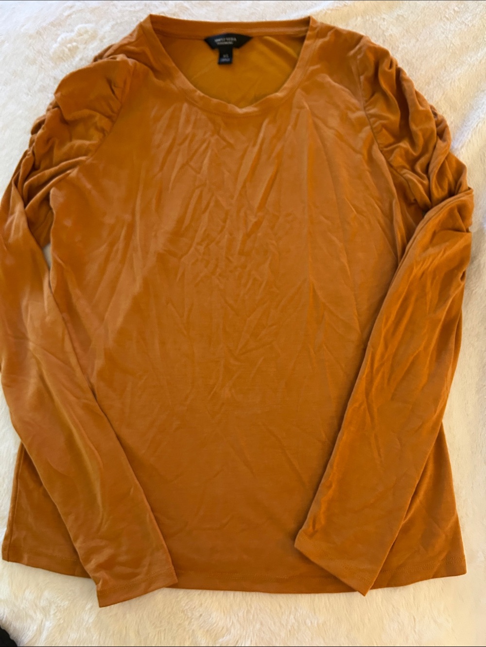 Simply Vera Vera Wang Long-Sleeve Top in Rust Orange